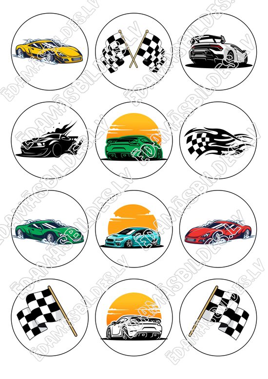 Cukura papīrs ar apdruku "Autosports 6 cm"